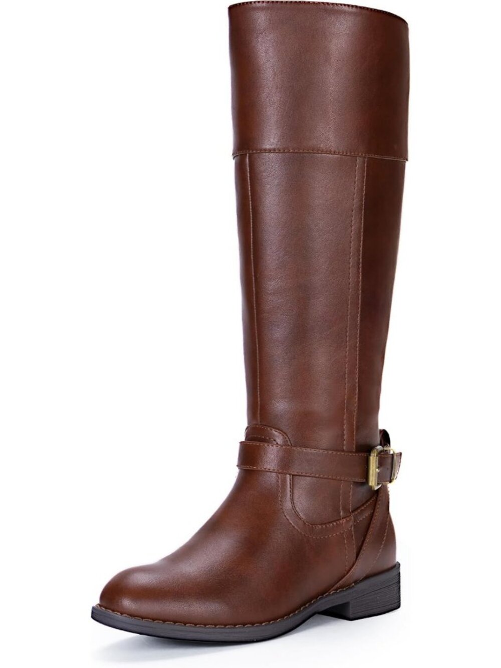 Stylish Women's Knee High Riding Boots, Round Toe, Low Block Heel - Chic